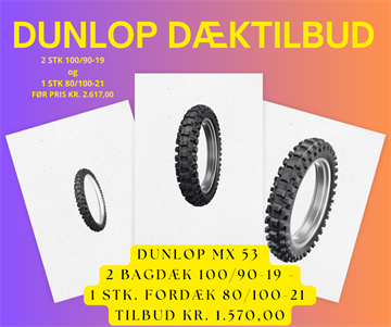 Dunlop Geomax MX 53 - 2 stk. bagdæk 100/90-19 og 1 stk. fordæk 80/100-21